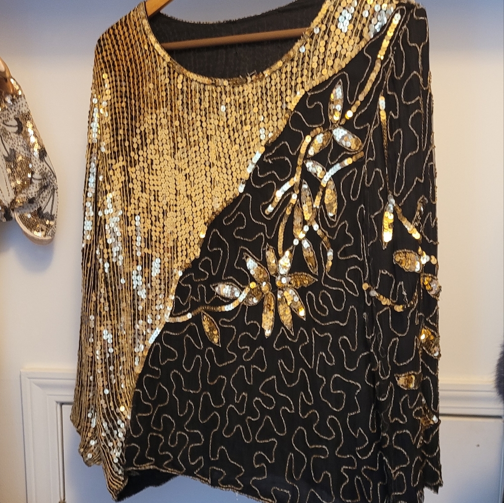 Vintage silk sequin top